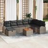 vidaXL Tuin Sofa Set met kussen met opslag 9 pcs Grijs Poly riet