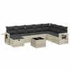 vidaXL 9-delige Loungeset met kussens poly rattan lichtgrijs