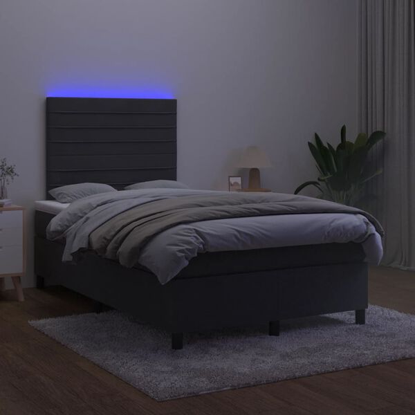 vidaXL Boxspring met matras en LED fluweel zwart 120x200 cm
