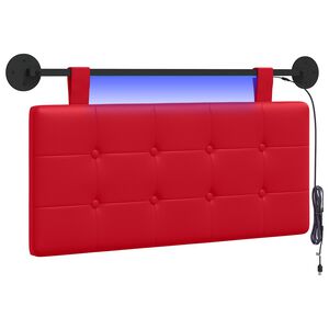 vidaXL Hangend hoofdbord Met LED-verlichting Rood Kunstleer