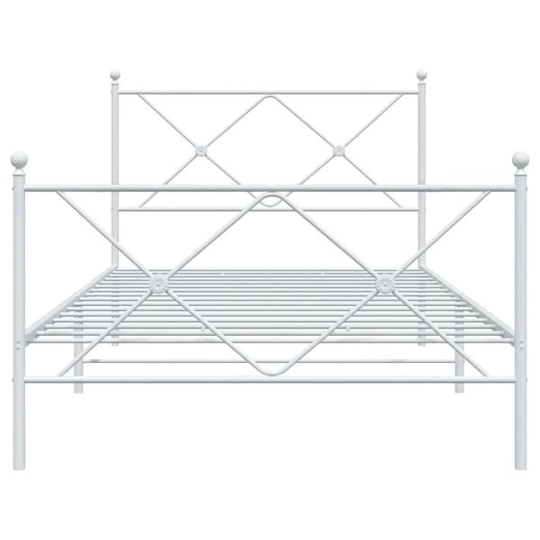 vidaXL Bedframe met hoofd- en voeteneinde metaal wit 107x203 cm