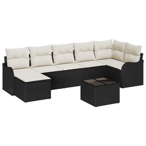 vidaXL Tuin Sofa Set met kussen 8 pcs Zwart en wit Poly riet