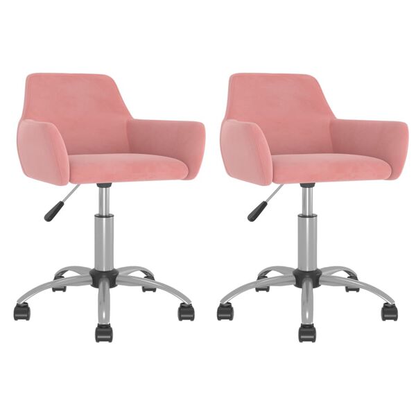 vidaXL Eetkamerstoelen draaibaar 2 st fluweel roze