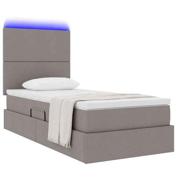vidaXL Opbergbed met LED met matras Taupe 100 x 200 cm Polyester