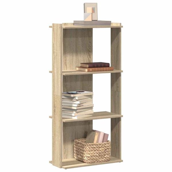 vidaXL Boekenkast 3-laags 60x30x120 cm bewerkt hout sonoma eikenkleur