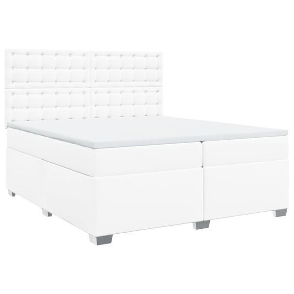 vidaXL Boxspring met matras kunstleer wit 200x200 cm