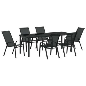 vidaXL Tuin eettafelset 7 st Zwart Poedercoating staal