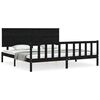 vidaXL Bedframe met hoofdbord massief hout zwart 200x200 cm
