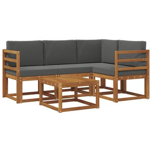 vidaXL Buiten bankenset met kussen 5 pcs Natuurlijk en Antraciet