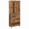 vidaXL Hoge kast 2 st Oudhout 69,5 x 34 x 180 cm Bewerkt hout