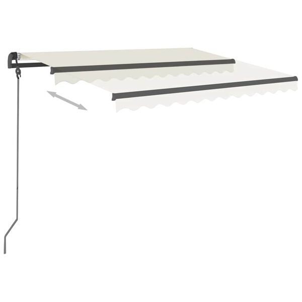 vidaXL Luifel automatisch uittrekbaar met palen 3x2,5 m cr&egrave;mekleurig