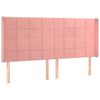 vidaXL Boxspring met matras en LED fluweel roze 160x200 cm