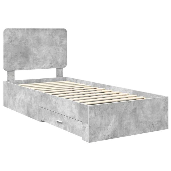 vidaXL Bedframe met hoofdeinde Beton Grijs 90 x 200 cm Bewerkt hout