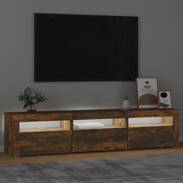 vidaXL Tv-meubel met LED-verlichting 180x35x40 cm gerookt eikenkleurig