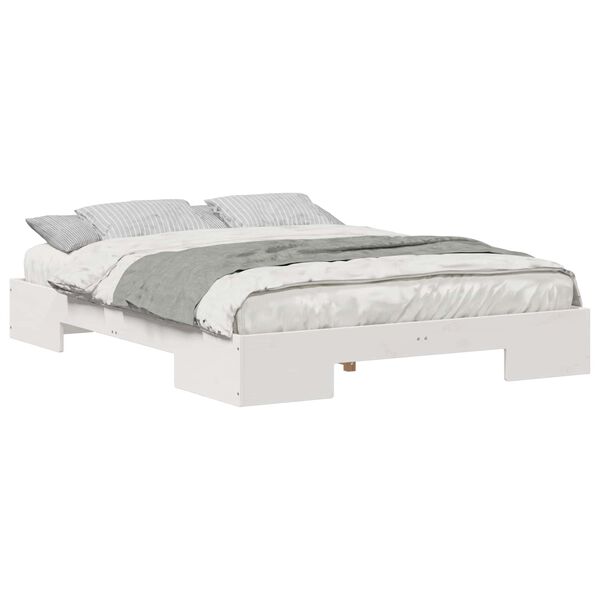vidaXL Bedframe met opslag Wit 150 x 200 cm Massief grenenhout