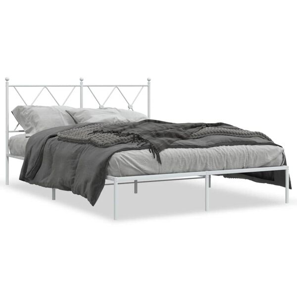 vidaXL Bedframe met hoofdbord metaal wit 140x190 cm