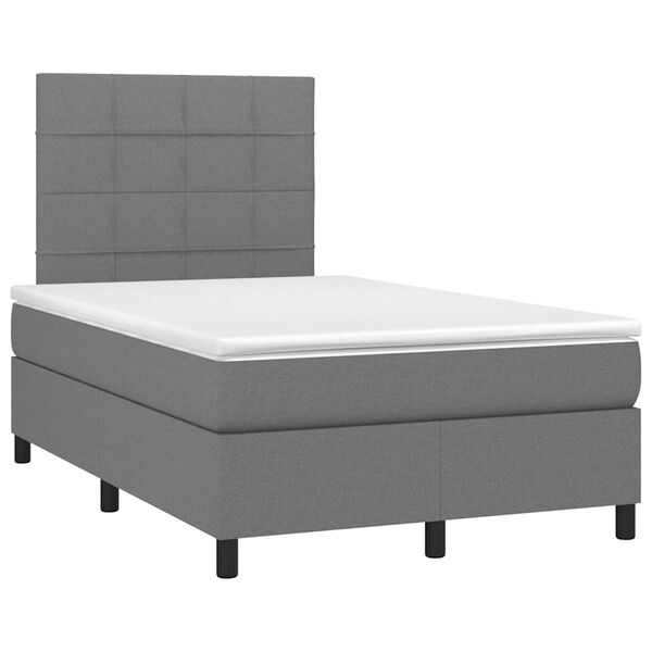 vidaXL Boxspring met matras en LED stof donkergrijs 120x190 cm