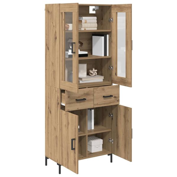 vidaXL Hoge kast met lade 2 pcs Artisan Eiken Bewerkt hout