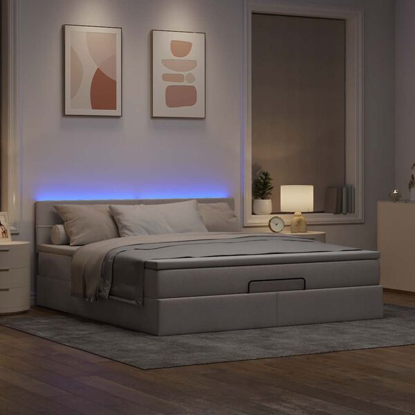 vidaXL Ottoman bed met matras en LED's 160x200cm stof taupe