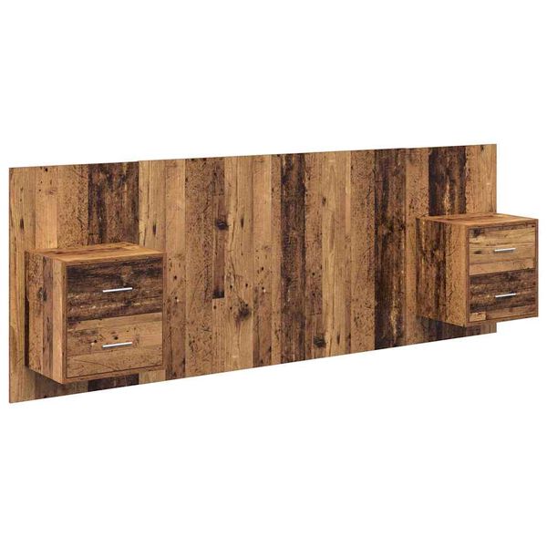 vidaXL Hoofdbord Met Kast met lade 3 pcs Oud Hout Bewerkt hout