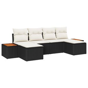 vidaXL Tuin Sofa Set met kussen 6 pcs Zwart en Cr&egrave;me Poly Rattan