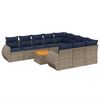 vidaXL 11-delige tuinbankset met kussens, grijs polyrotan