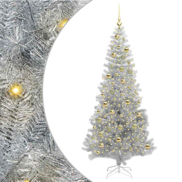 vidaXL Kerstboom met 300 LED met standaard Zilver 210 cm PET