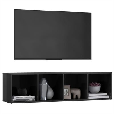 vidaXL Tv-meubel 142,5x35x36,5 cm spaanplaat hoogglans grijs