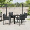 vidaXL Tuin eettafelset 5 pcs Zwart en Grijs PE Rattan