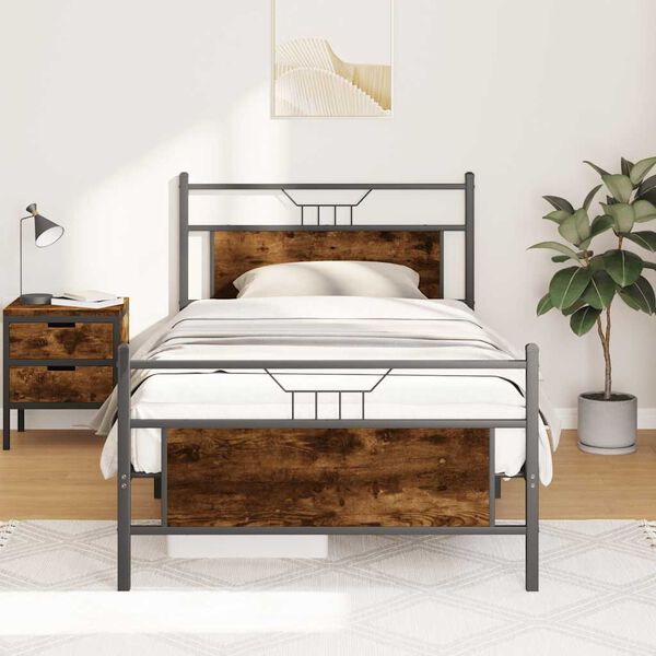 vidaXL Bedframe zonder matras hout gerookt eikenkleurig 100x190 cm