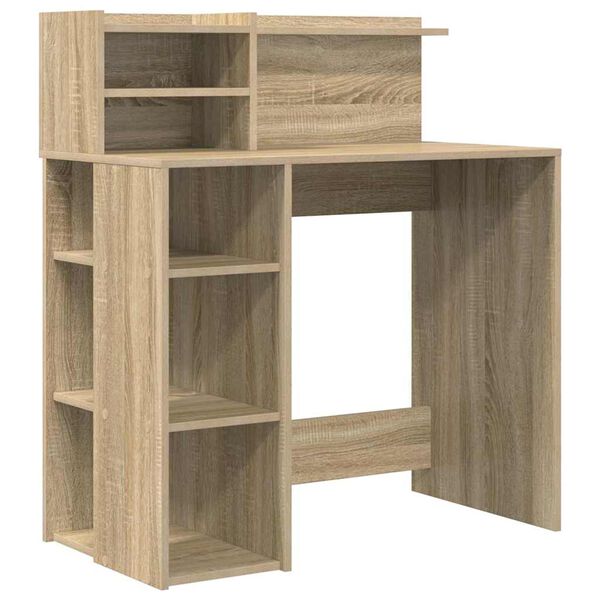 vidaXL Bureau met plank Sonoma Eiken 90 x 48 x 101,5 cm Bewerkt hout