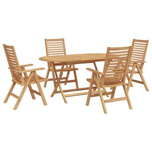 vidaXL Tuin eettafelset 5 st Bruin Massief Teakhout