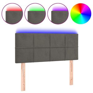 vidaXL Hoofdbord LED 80x5x78/88 cm fluweel donkergrijs