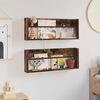 vidaXL Tijdschrift Rek met plank 2 pcs Gerookt eiken 80 x 12 x 30 cm