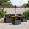 vidaXL 6-delige Loungeset met kussens poly rattan zwart