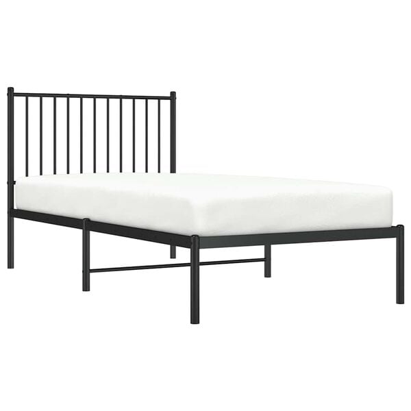 vidaXL Bedframe met hoofdbord metaal zwart 90x190 cm
