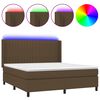 vidaXL Boxspring met matras en LED stof donkerbruin 160x200 cm