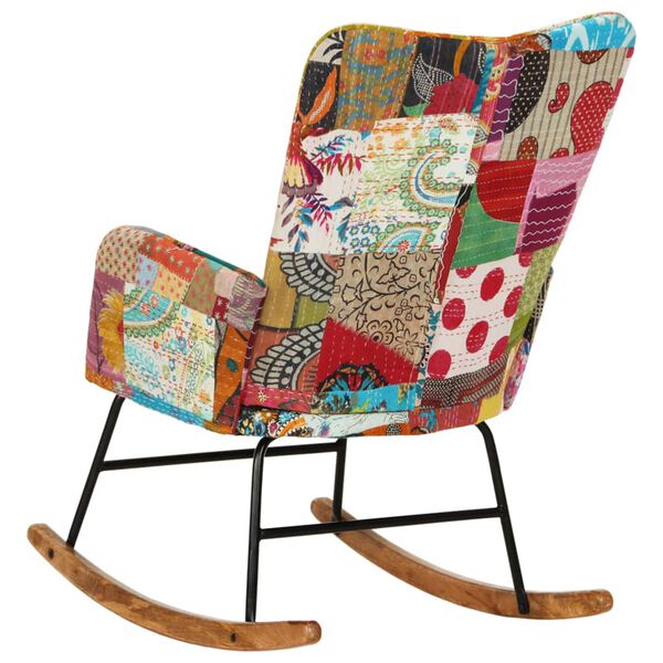 vidaXL Schommelstoel patchwork canvas meerkleurig