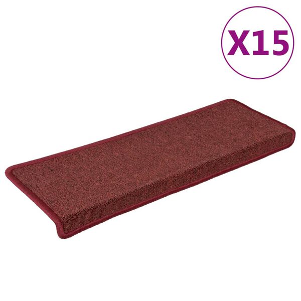 vidaXL Trapmatten 15 st 65x21x4 cm Bordeaux Rechthoekige Rand
