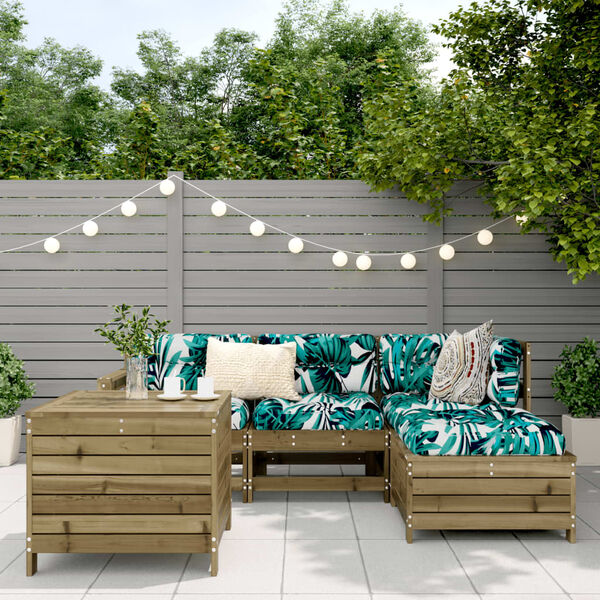 vidaXL 5-delige Loungeset ge&iuml;mpregneerd grenenhout