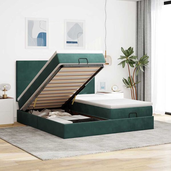 vidaXL Ottoman bed met matrassen en LED's 160x200cm fluweel