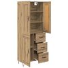 vidaXL Hoge kast Artisan Eiken 69,5 x 34 x 180 cm Bewerkt hout
