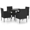 vidaXL 5-delige Tuinset poly rattan zwart