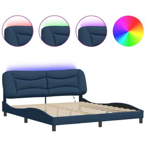 vidaXL Bedframe met LED zonder matras "Hvar" 180x200 cm stof blauw