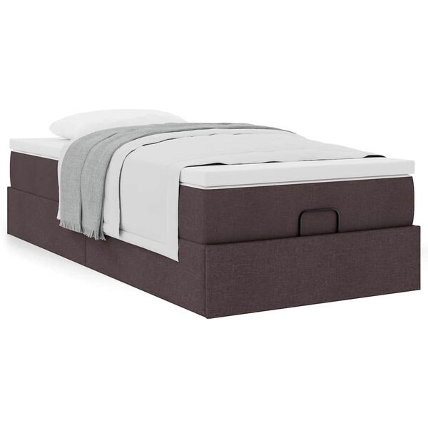 vidaXL Ottoman bed met matras 90x190cm stof donkerbruin