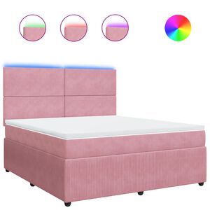 vidaXL Boxspring met matras fluweel roze 180x200 cm