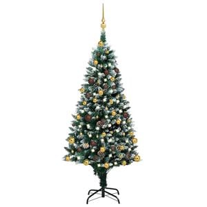 vidaXL Kunstkerstboom met LED en kerstballen en dennenappels 240 cm