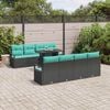 vidaXL Tuin Sofa Set met kussen 7 pcs Zwart en blauw poly rattan