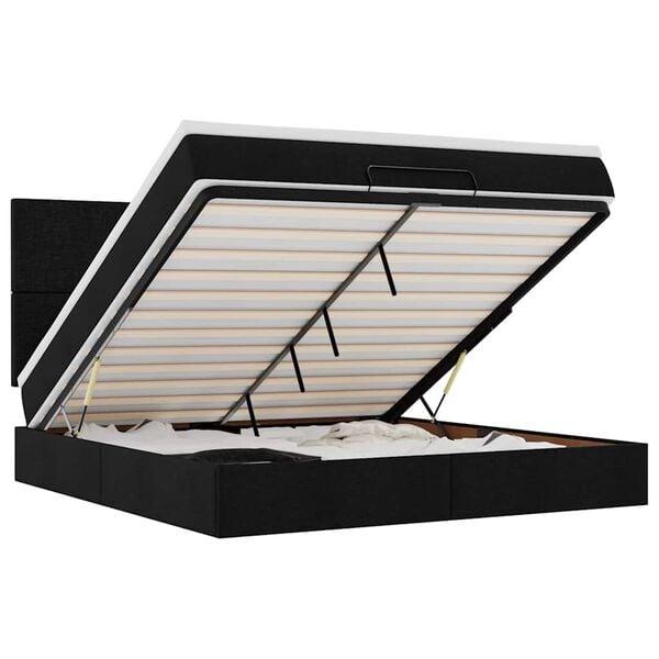 vidaXL Ottoman bed met matras en LED's 160x200cm stof zwart