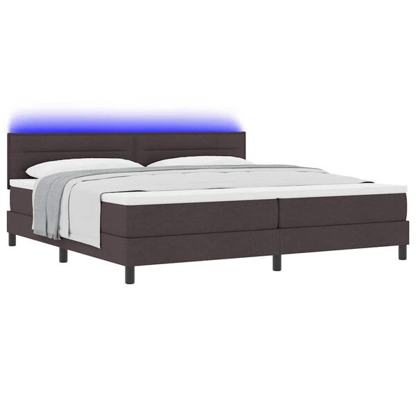 vidaXL Boxspring bed met matras met LED Donkerbruin 200 x 200 cm Stof